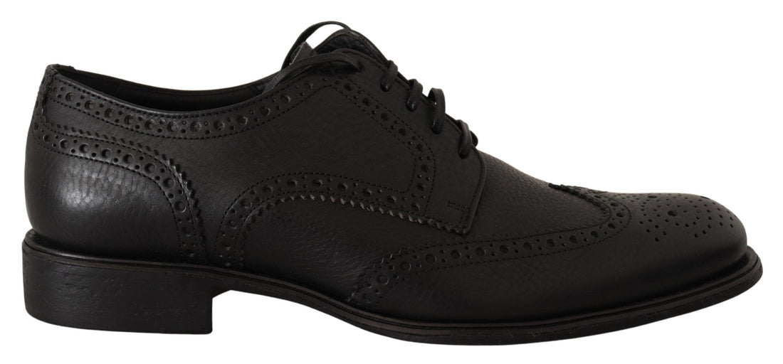 Dolce & Gabbana Black Leather Oxford Wingtip Formal Dress Shoes - Whispers Of Wisdom Clothing