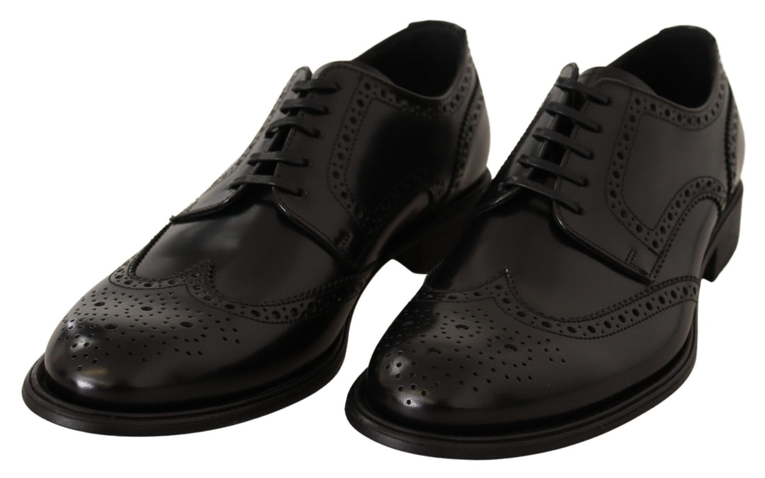 Dolce & Gabbana Black Leather Oxford Wingtip Formal Shoes - Whispers Of Wisdom Clothing