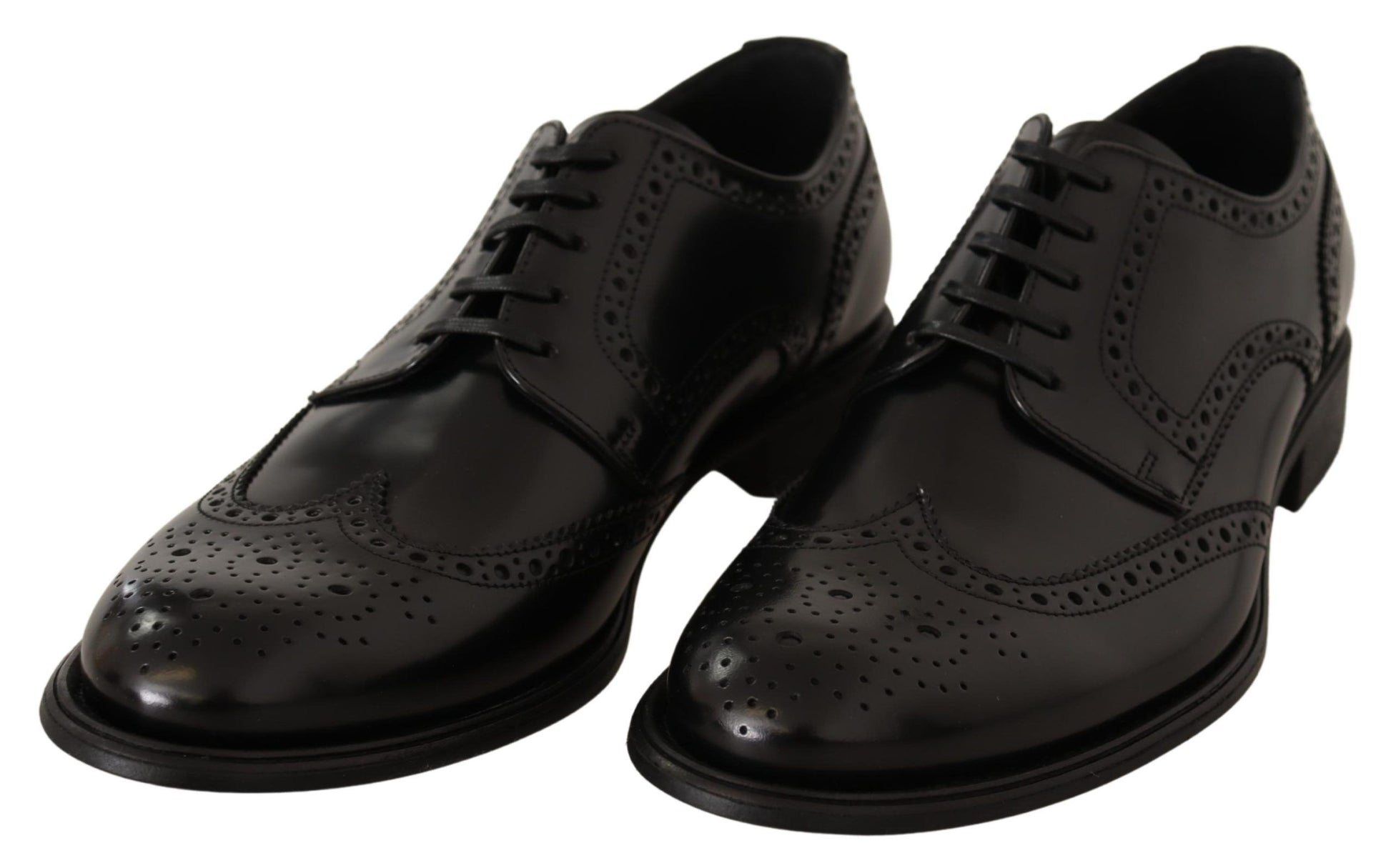 Dolce & Gabbana Black Leather Oxford Wingtip Formal Shoes - Whispers Of Wisdom Clothing