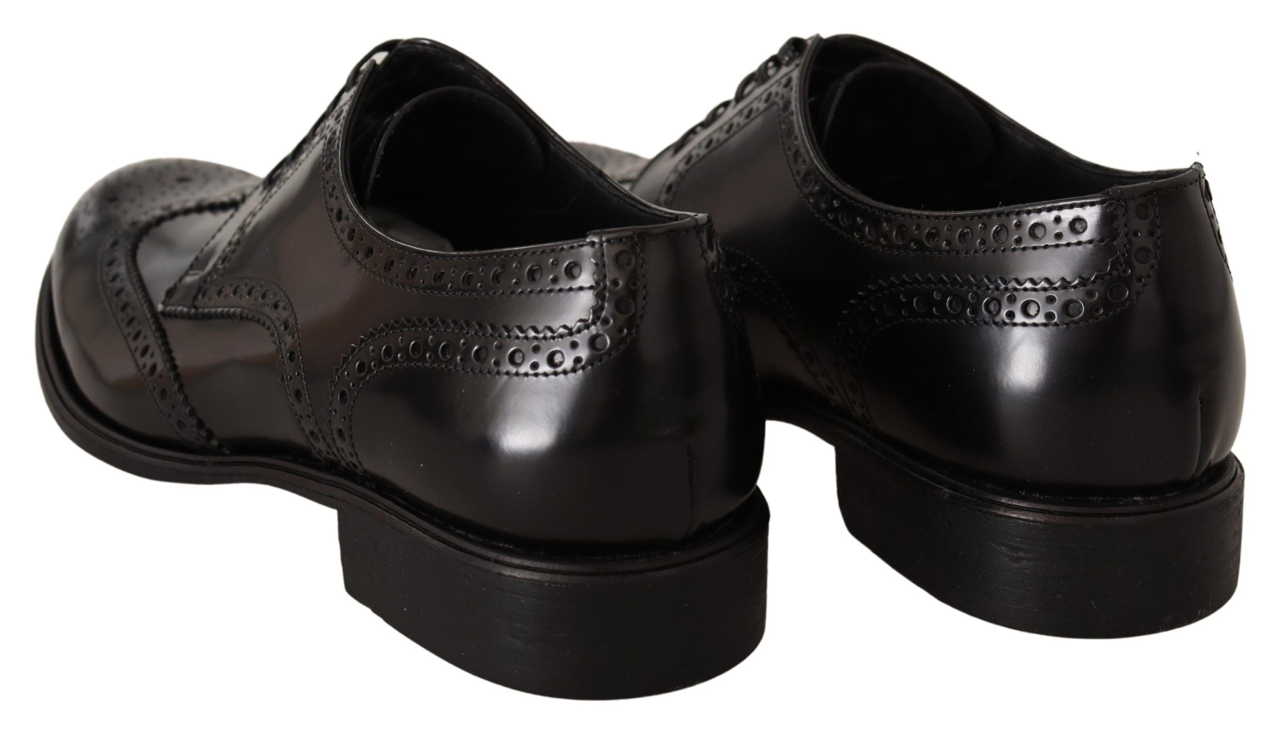 Dolce & Gabbana Black Leather Oxford Wingtip Formal Shoes - Whispers Of Wisdom Clothing