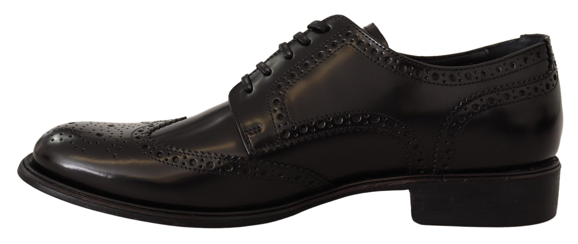 Dolce & Gabbana Black Leather Oxford Wingtip Formal Shoes - Whispers Of Wisdom Clothing