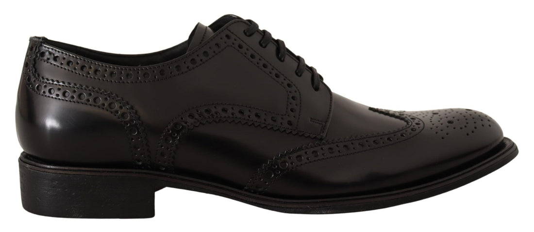 Dolce & Gabbana Black Leather Oxford Wingtip Formal Shoes - Whispers Of Wisdom Clothing