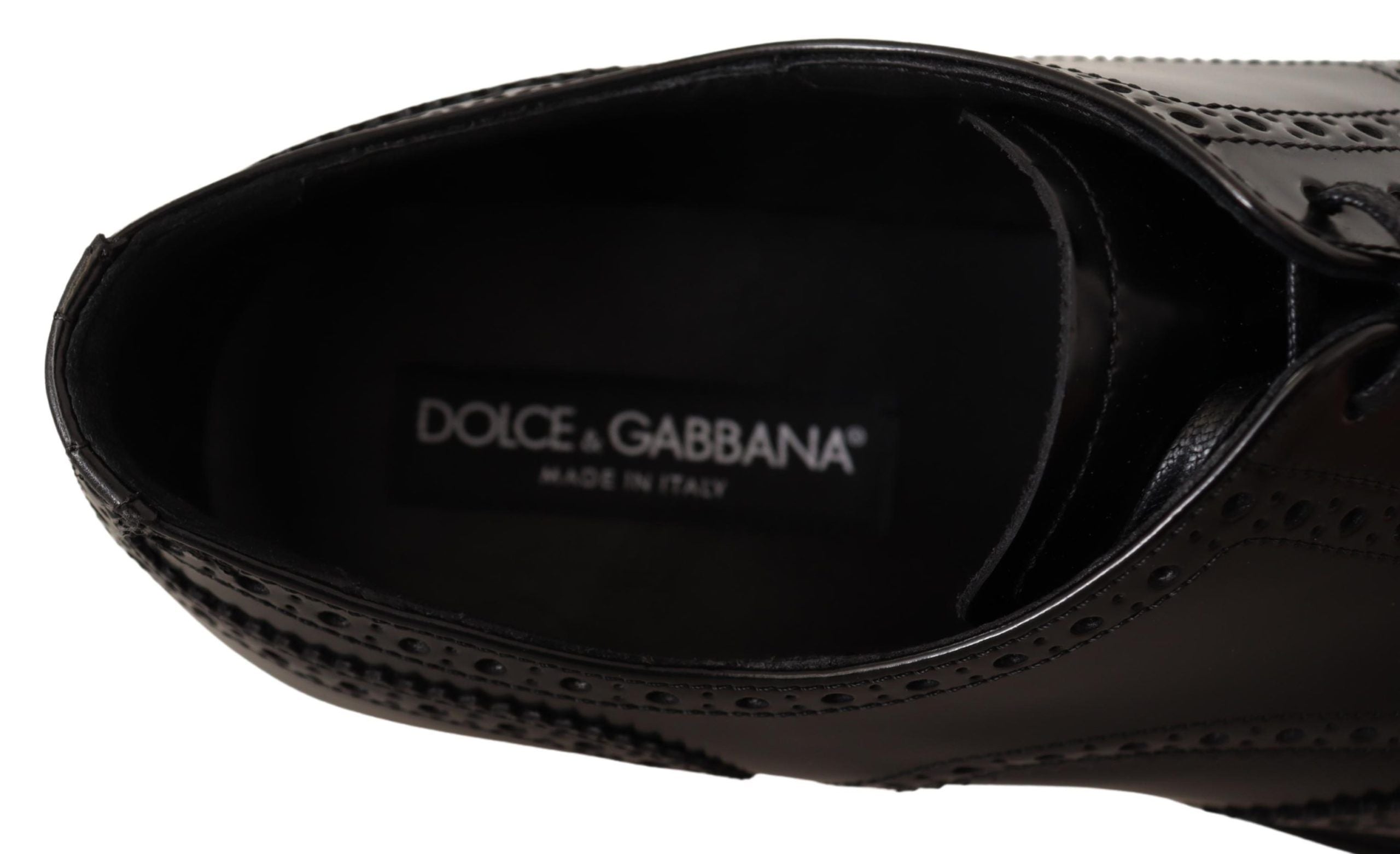 Dolce & Gabbana Black Leather Oxford Wingtip Formal Shoes - Whispers Of Wisdom Clothing