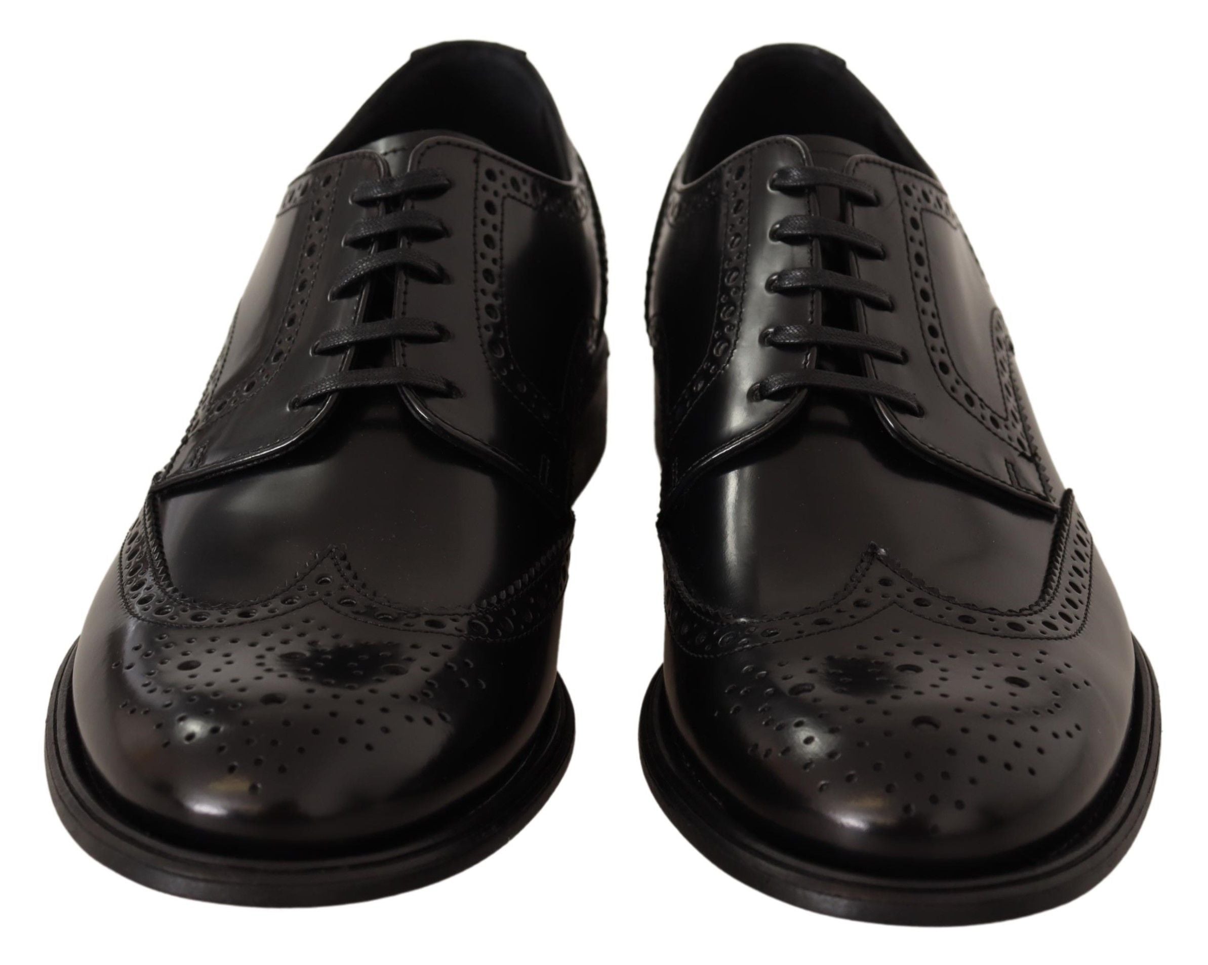Dolce & Gabbana Black Leather Oxford Wingtip Formal Shoes - Whispers Of Wisdom Clothing