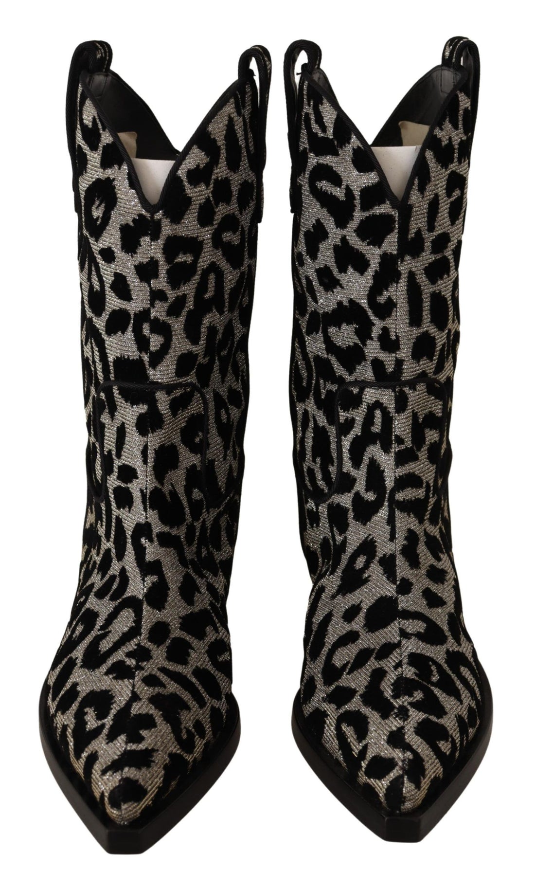Dolce & Gabbana Gray Black Leopard Cowboy Boots Shoes - Whispers Of Wisdom Clothing