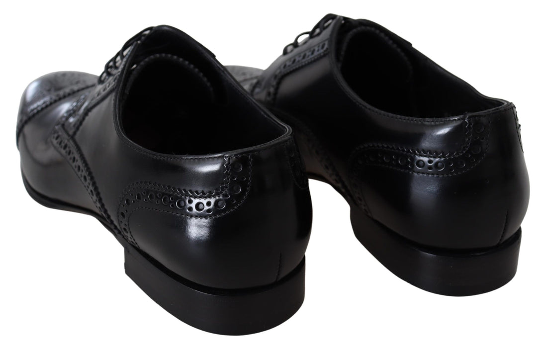 Dolce & Gabbana Black Leather Men Derby Formal Loafers Shoes - Whispers Of Wisdom Clothing