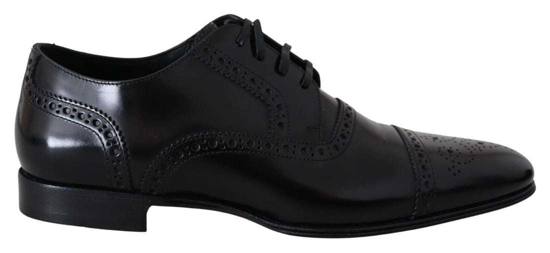 Dolce & Gabbana Black Leather Men Derby Formal Loafers Shoes - Whispers Of Wisdom Clothing