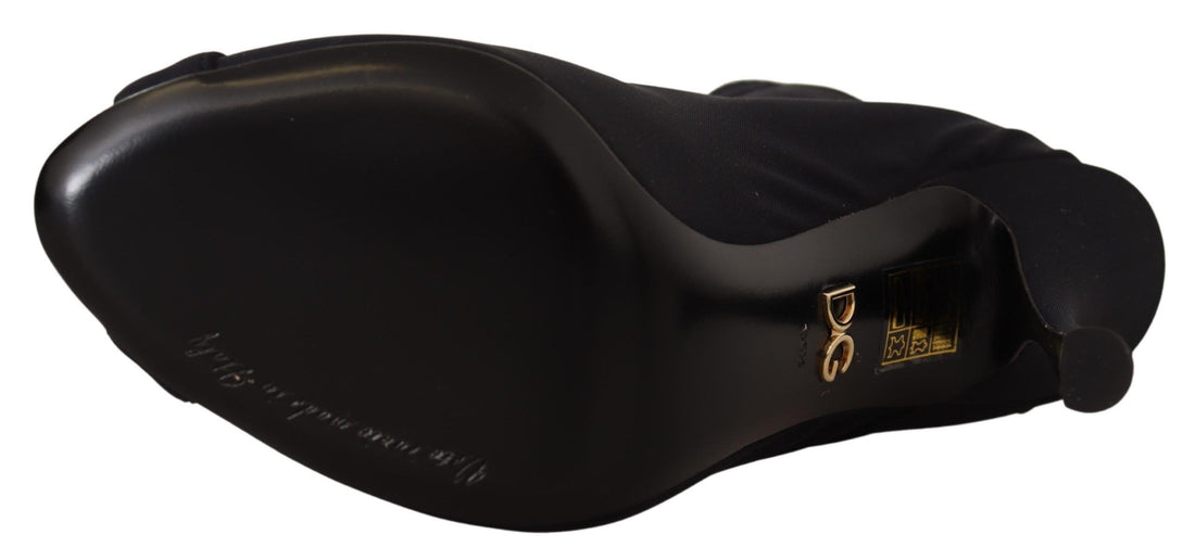Dolce & Gabbana Black Stretch Short Ankle Boots Shoes - Whispers Of Wisdom Clothing