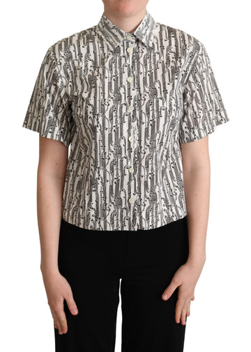 Dolce & Gabbana White Floral Collared Blouse Shirt - Whispers Of Wisdom Clothing