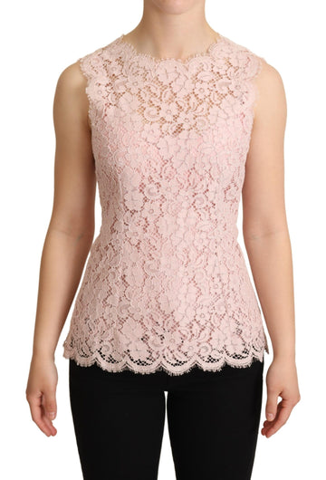 Dolce & Gabbana Pink Floral Lace Sleeveless Tank Blouse Top - Whispers Of Wisdom Clothing