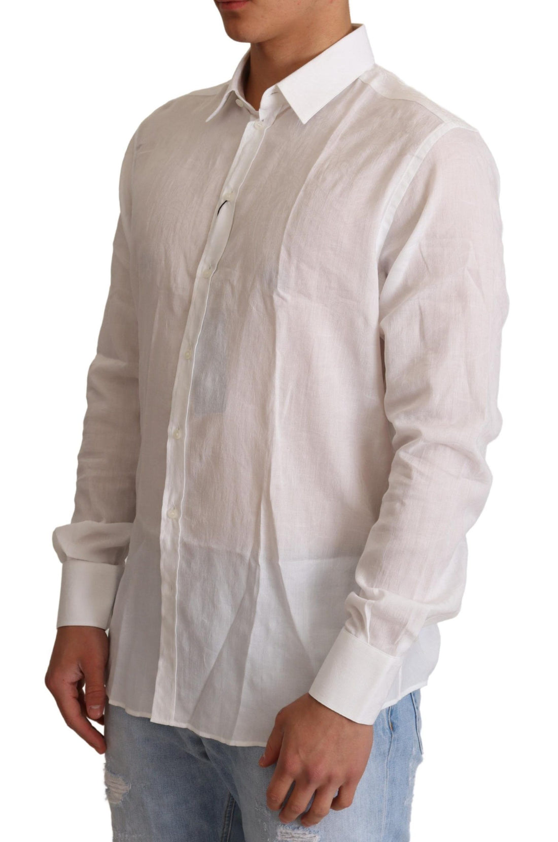 Dolce & Gabbana White Cotton Floral Pattern MARTINI Shirt - Whispers Of Wisdom Clothing