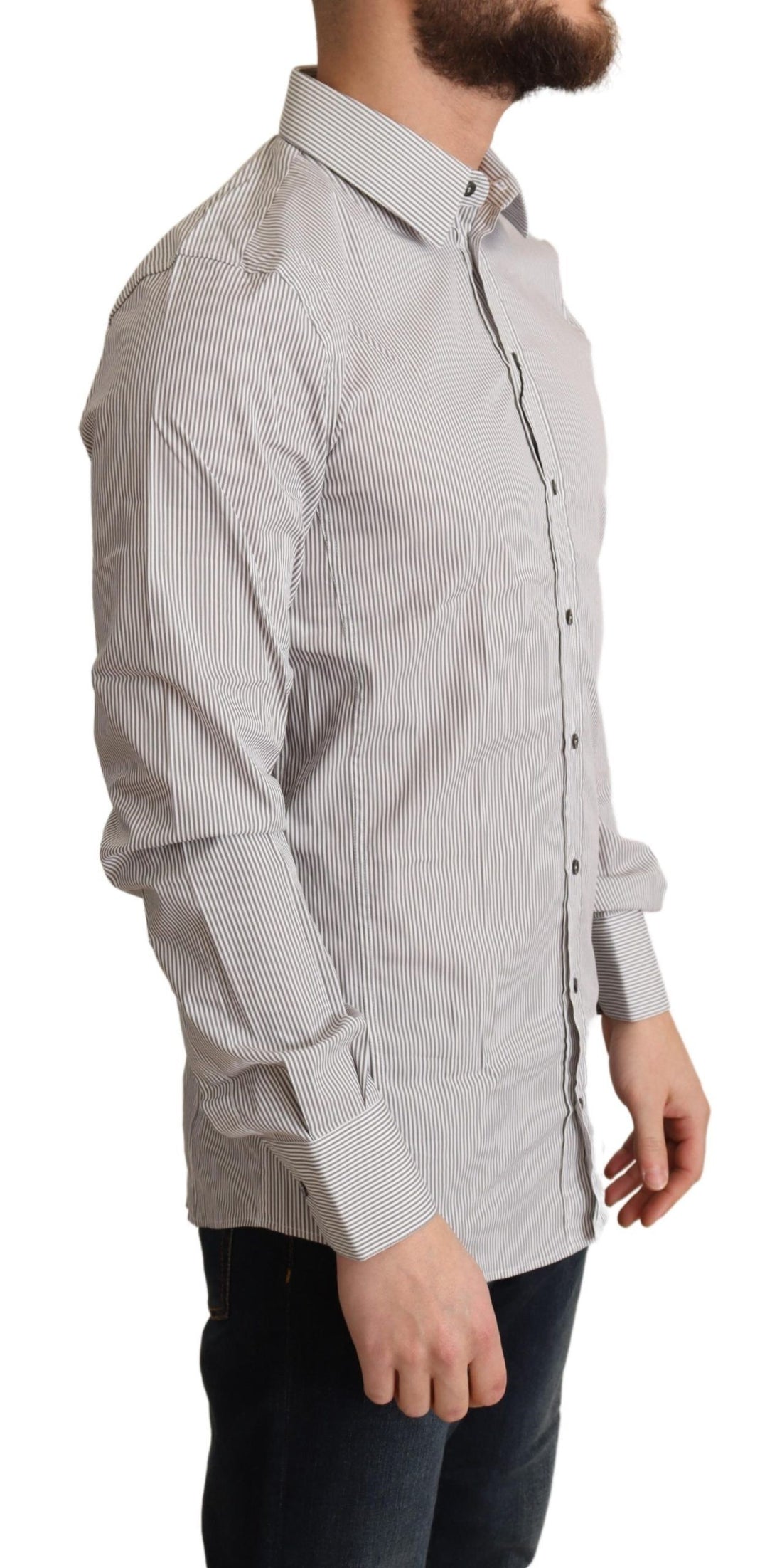 Dolce & Gabbana Gray Cotton Slim Fit Mens SICILY Shirt - Whispers Of Wisdom Clothing