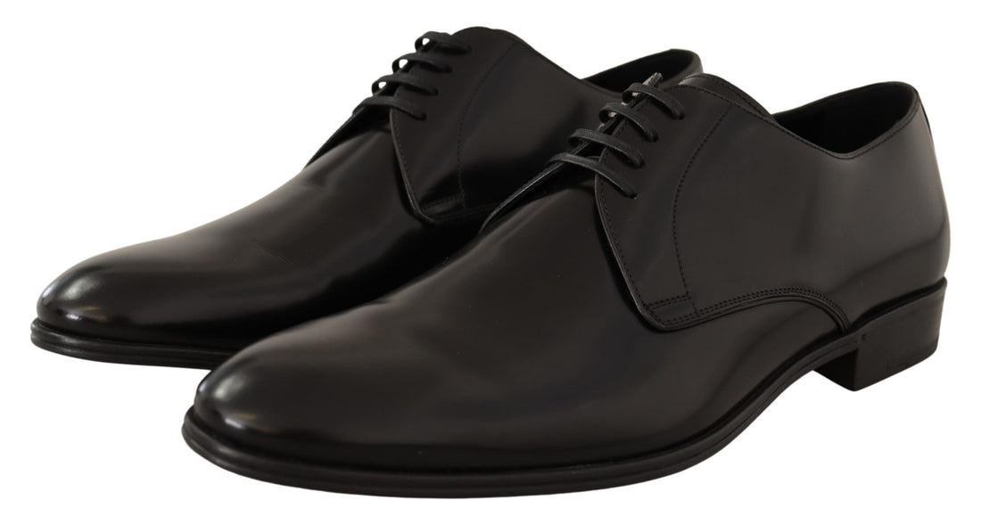 Dolce & Gabbana Black Leather Lace Up Men Dress Derby Shoes - Whispers Of Wisdom Clothing