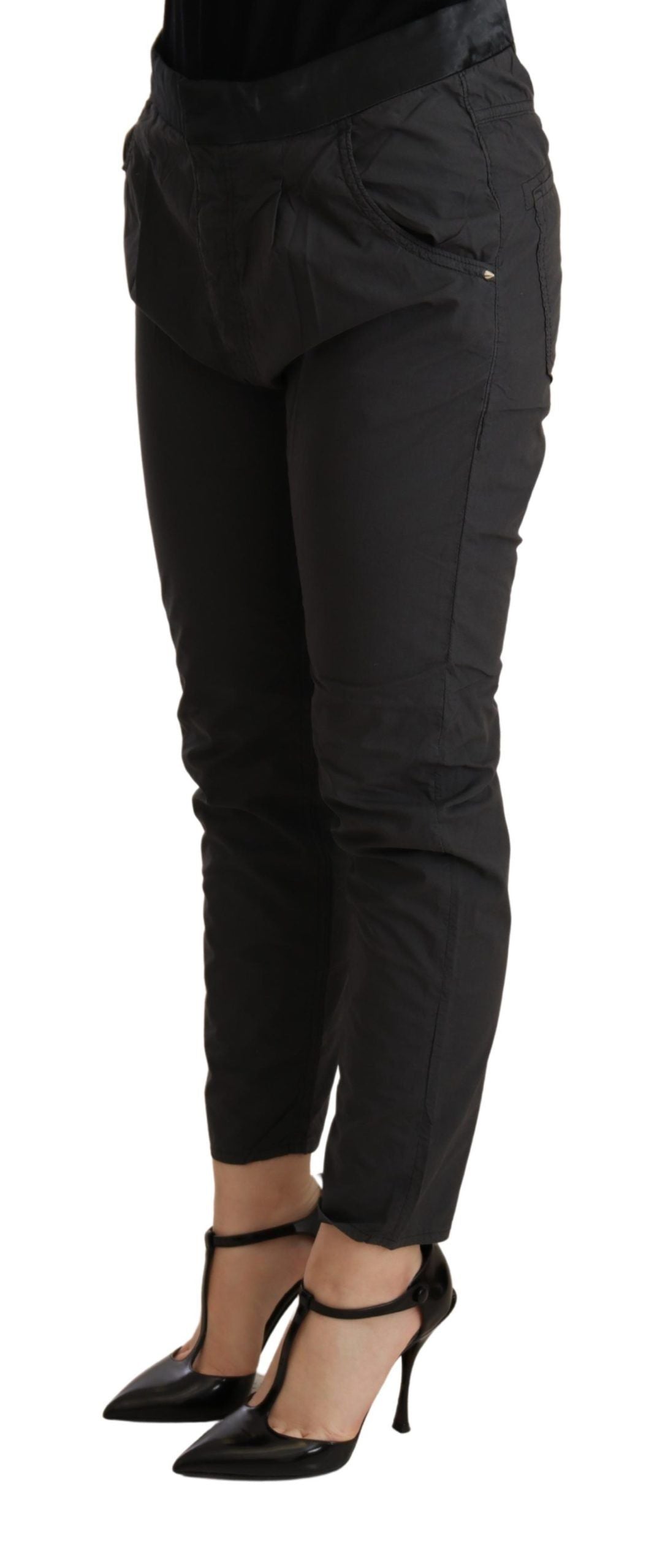 CYCLE Gray Mid Waist Slim Fit Skinny Cotton Trouser - Whispers Of Wisdom Clothing