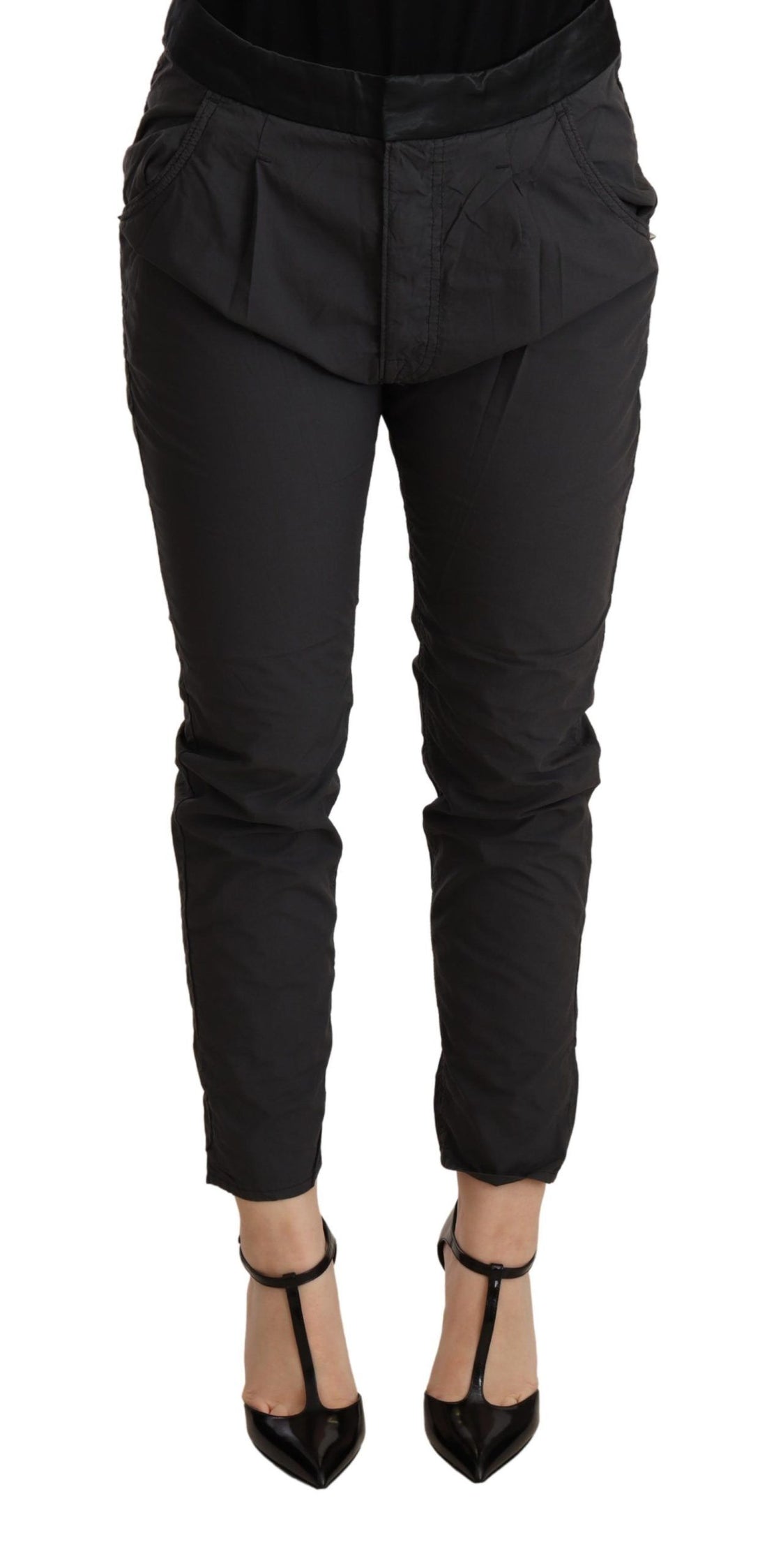 CYCLE Gray Mid Waist Slim Fit Skinny Cotton Trouser - Whispers Of Wisdom Clothing