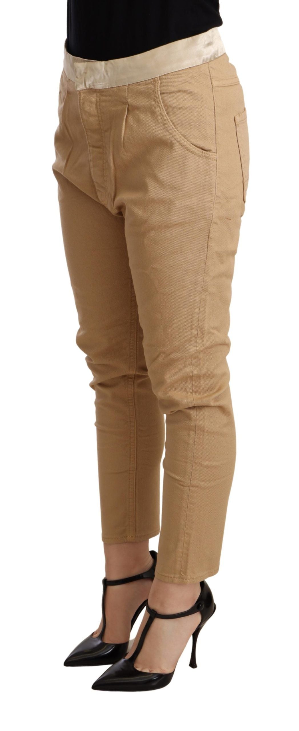 CYCLE Beige Mid Waist Slim Fit Skinny Stretch Trouser - Whispers Of Wisdom Clothing