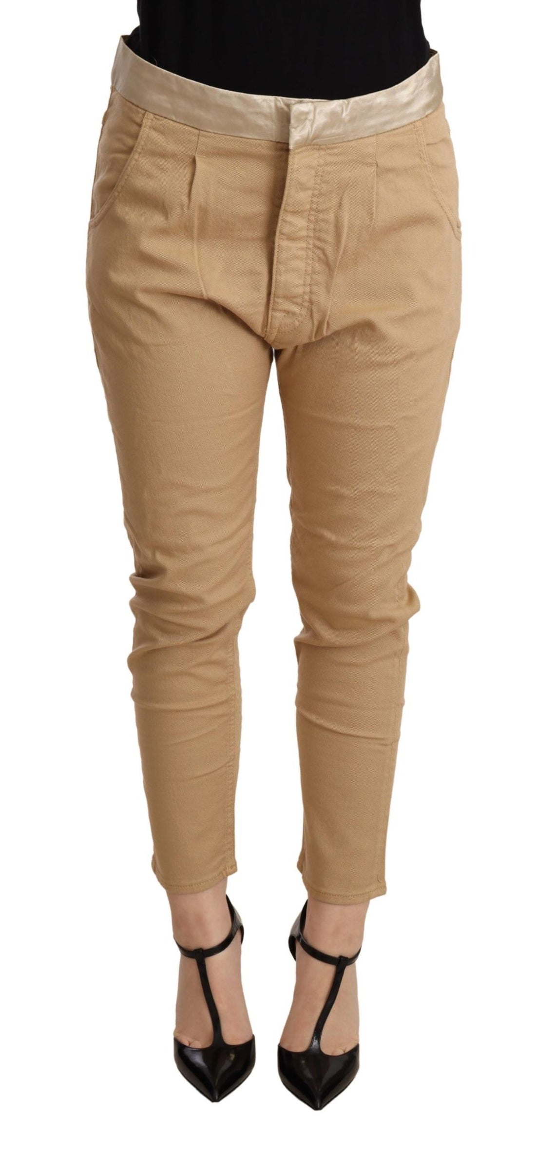 CYCLE Beige Mid Waist Slim Fit Skinny Stretch Trouser - Whispers Of Wisdom Clothing