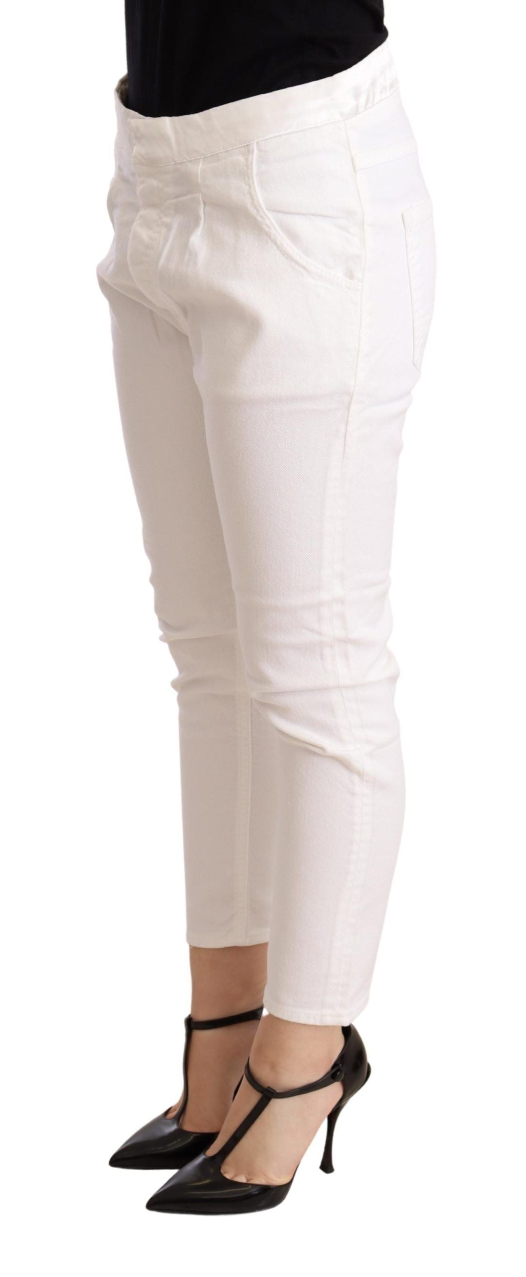 CYCLE White Mid Waist Slim Fit Skinny Cotton Stretch Trouser - Whispers Of Wisdom Clothing