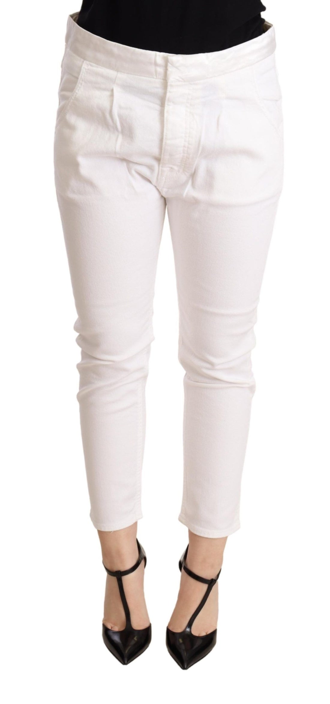 CYCLE White Mid Waist Slim Fit Skinny Cotton Stretch Trouser - Whispers Of Wisdom Clothing