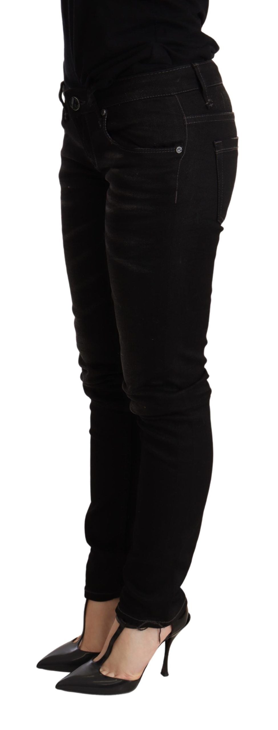 Acht Black Low Waist Skinny Denim Trouser - Whispers Of Wisdom Clothing