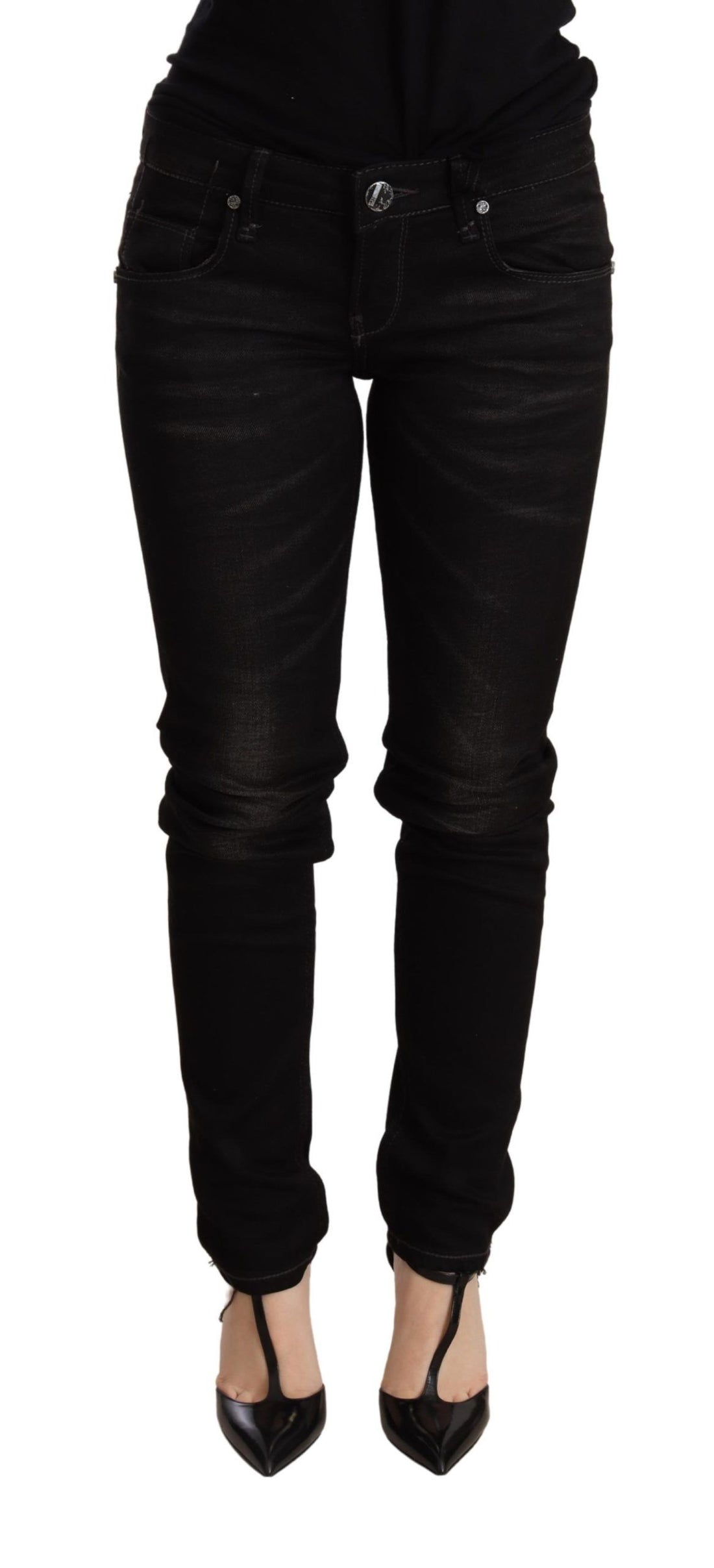 Acht Black Low Waist Skinny Denim Trouser - Whispers Of Wisdom Clothing