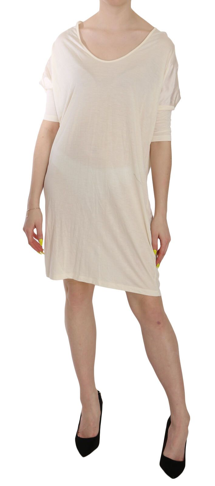 Costume National Cream Round Neck Knee Length Dress - Whispers Of Wisdom Clothing