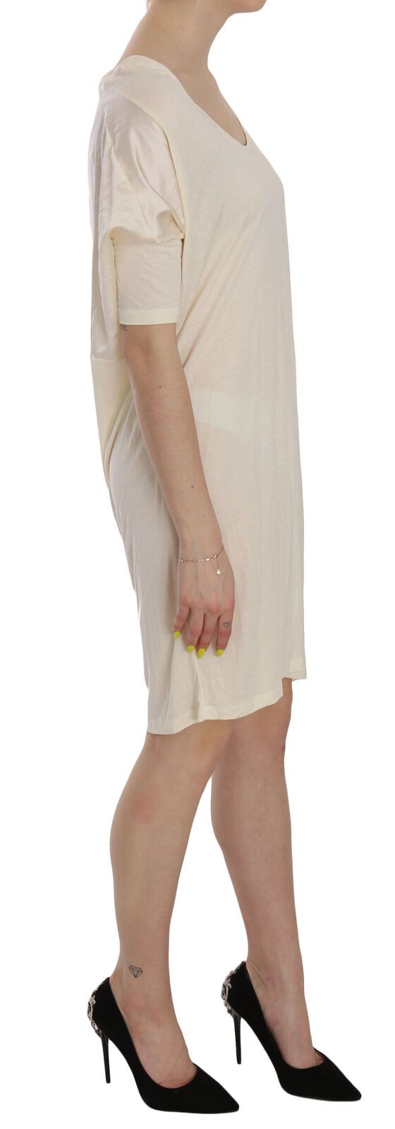 Costume National Cream Round Neck Knee Length Dress - Whispers Of Wisdom Clothing