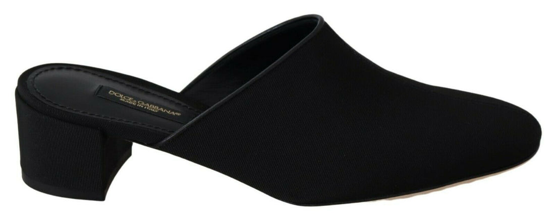 Dolce & Gabbana Black Grosgrain Slides Sandals Women Shoes - Whispers Of Wisdom Clothing