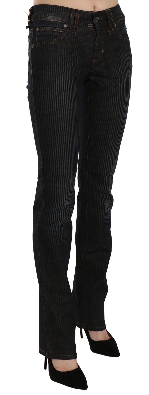 John Galliano Black Mid Waist Slim Fit Corduroy Denim Casual Pants - Whispers Of Wisdom Clothing