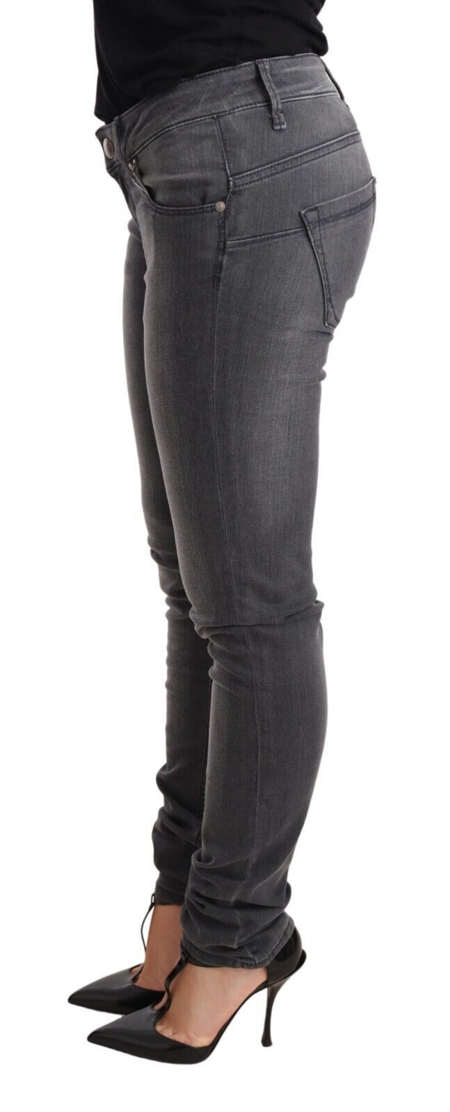 Acht Gray Washed Cotton Slim Fit Low Waist Women Denim Trouser Jeans - Whispers Of Wisdom Clothing