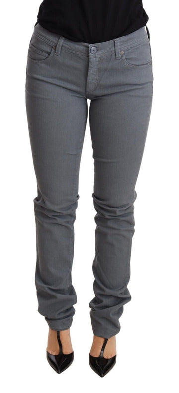 Ermanno Scervino Gray Low Waist Skinny Slim Trouser Cotton Jeans - Whispers Of Wisdom Clothing