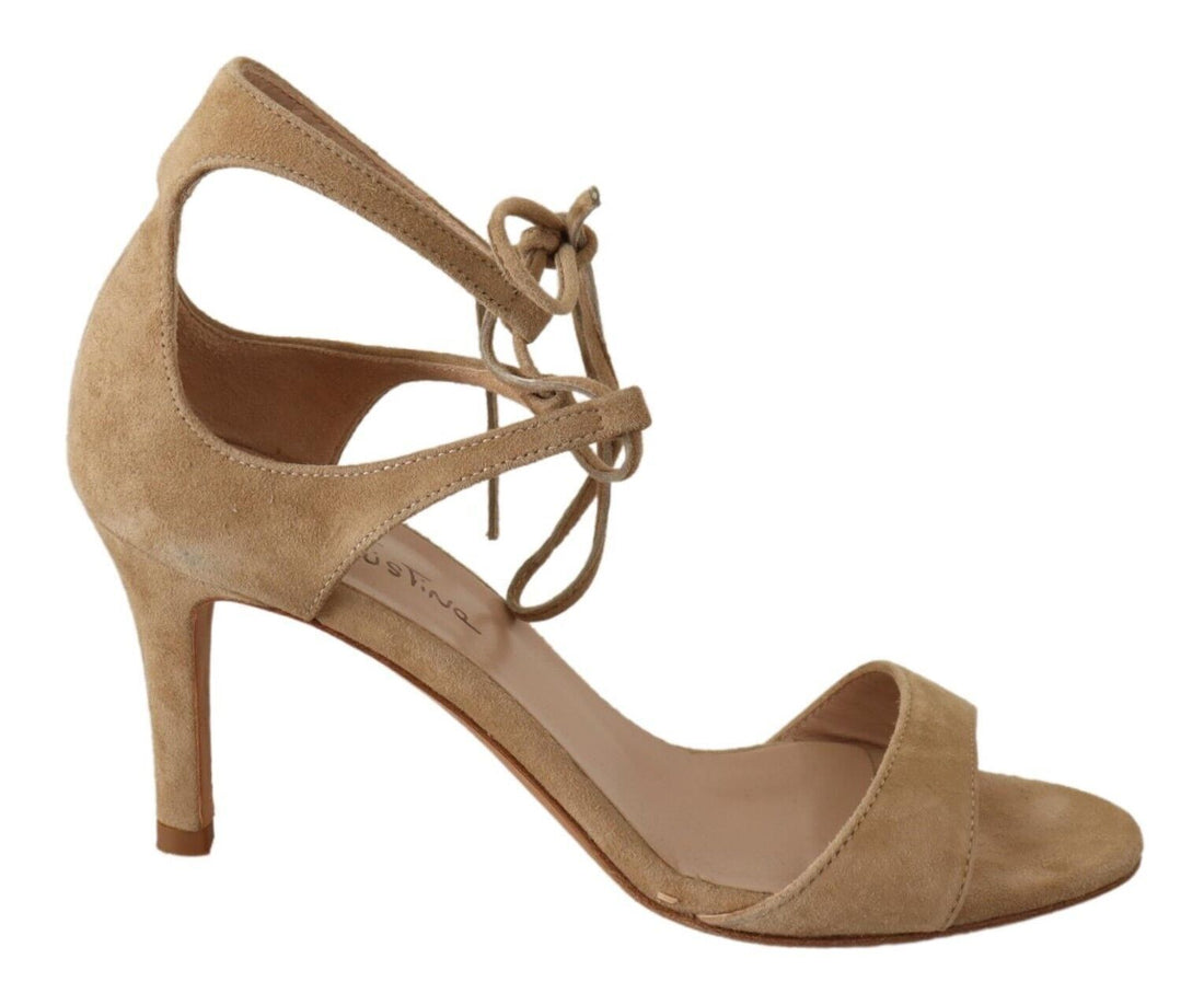 Maria Christina Beige Suede Leather Ankle Strap Pumps Shoes - Whispers Of Wisdom Clothing