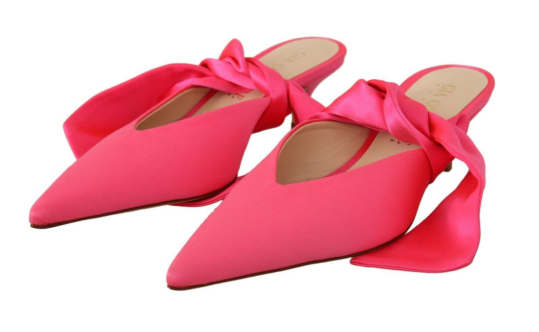 GIA COUTURE Pink Leather Lace Up Kitten Heels Pumps Shoes - Whispers Of Wisdom Clothing