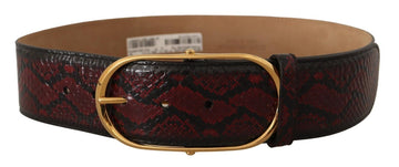 Dolce & Gabbana Red Exotic Leather Gold Oval Buckle Belt - Whispers Of Wisdom Clothing