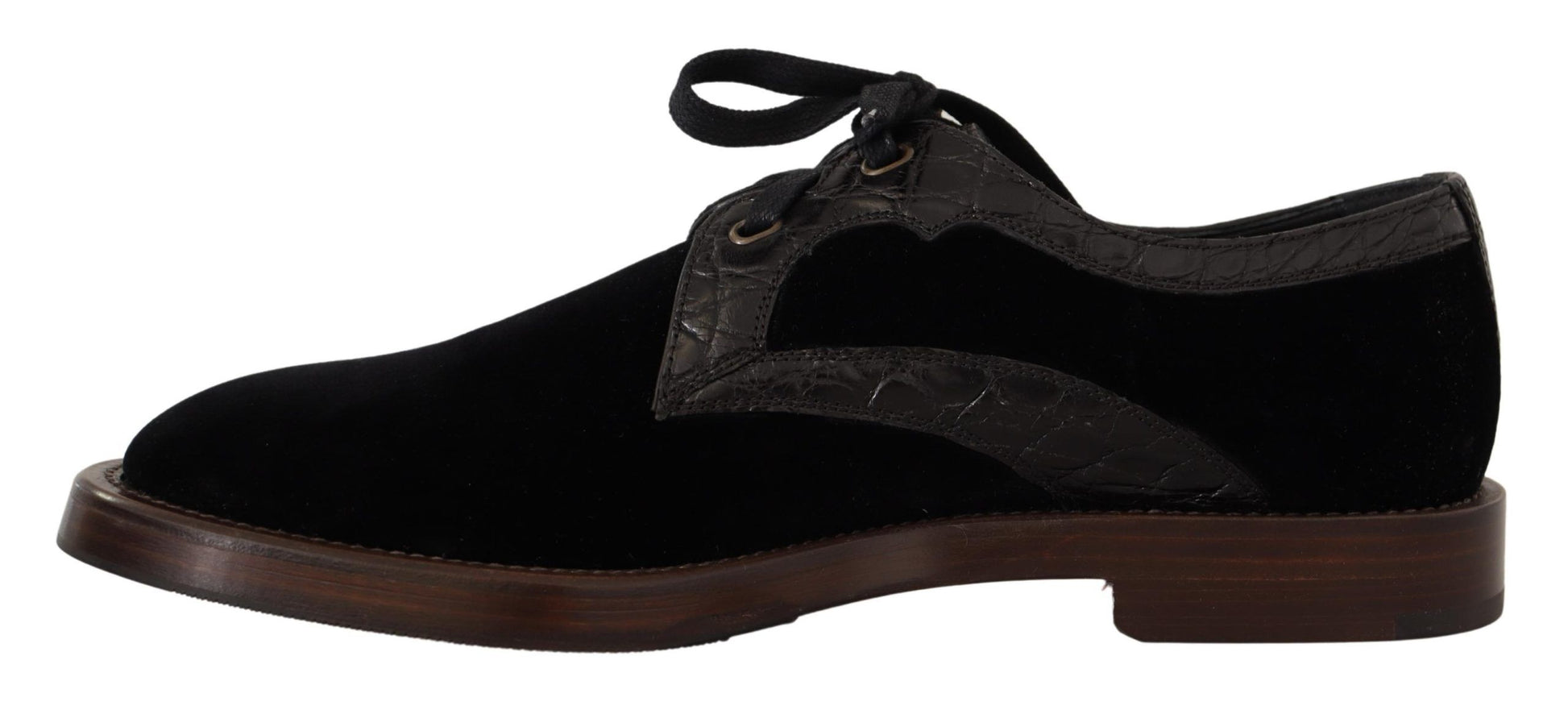 Dolce & Gabbana Black Velvet Exotic Leather Shoes - Whispers Of Wisdom Clothing