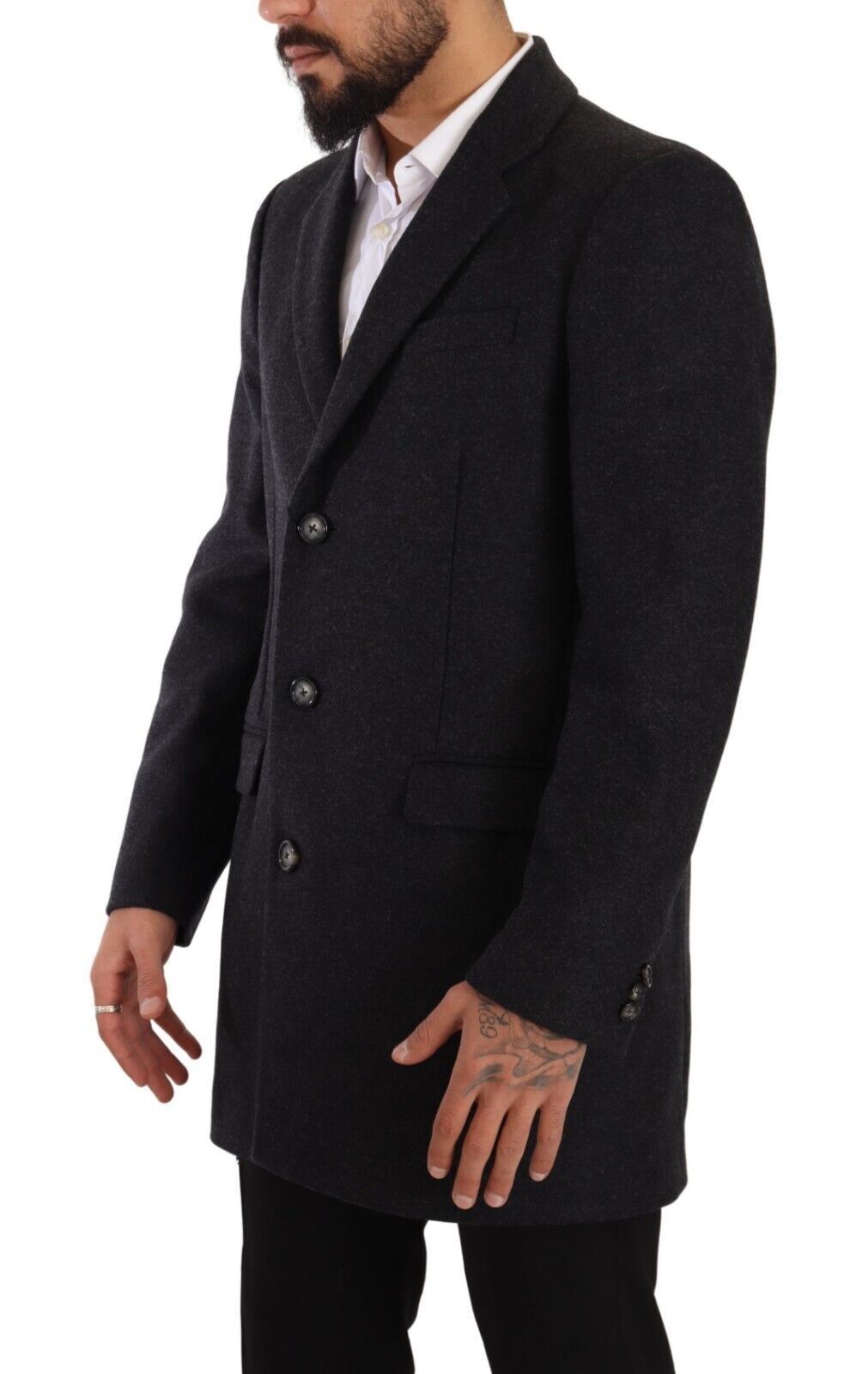 Dolce & Gabbana Dark Gray Wool Over Trench Coat Men Jacket - Whispers Of Wisdom Clothing