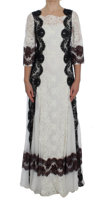 Dolce & Gabbana White Floral Lace Full Length Gown Dress - Whispers Of Wisdom Clothing