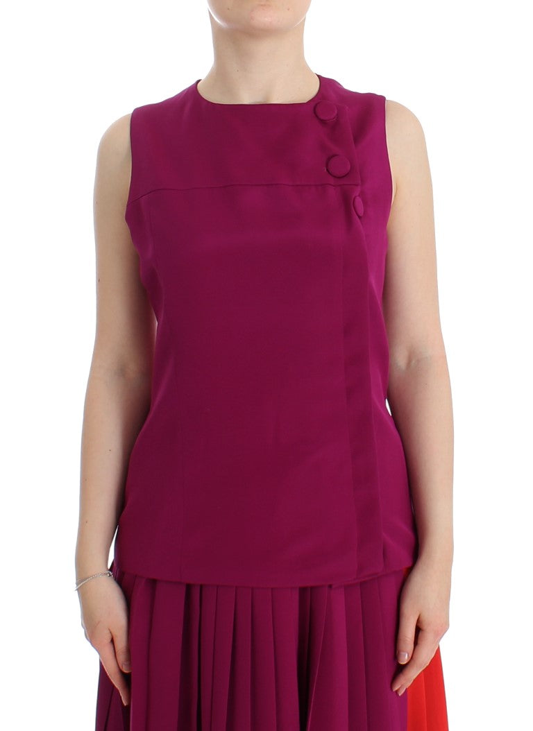 Barbara Casasola Purple Silk Sleeveless Blouse Top - Whispers Of Wisdom Clothing