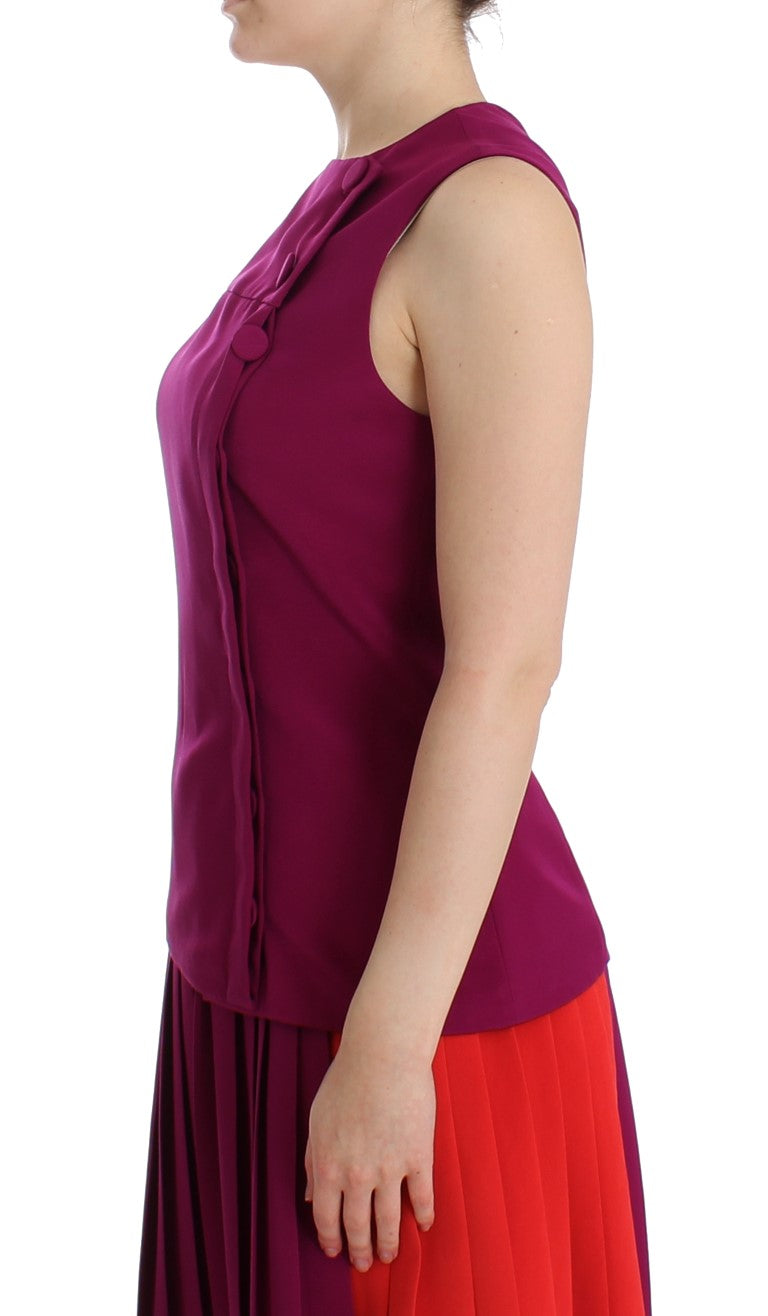 Barbara Casasola Purple Silk Sleeveless Blouse Top - Whispers Of Wisdom Clothing