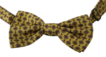 Dolce & Gabbana Yellow Pattern Silk Adjustable Neck Tie - Whispers Of Wisdom Clothing