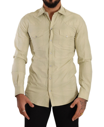 Dolce & Gabbana Yellow SICILIA Cotton Casual Slim Fit Shirt - Whispers Of Wisdom Clothing