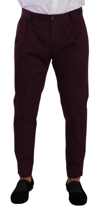 Dolce & Gabbana Purple Cotton Tapered Chinos Dress Pants - Whispers Of Wisdom Clothing