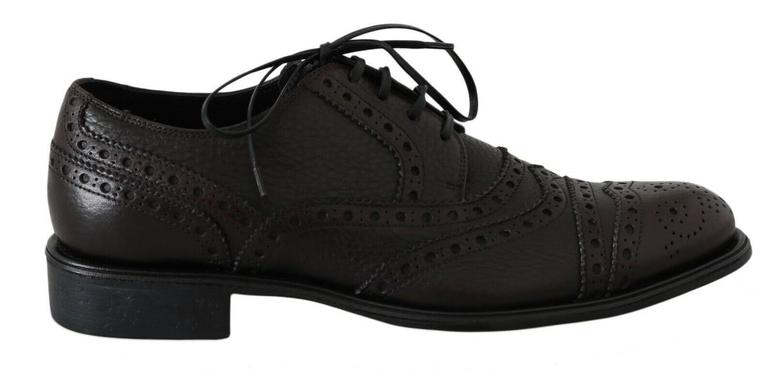 Dolce & Gabbana Brown Leather Wingtip Derby Formal Shoes - Whispers Of Wisdom Clothing