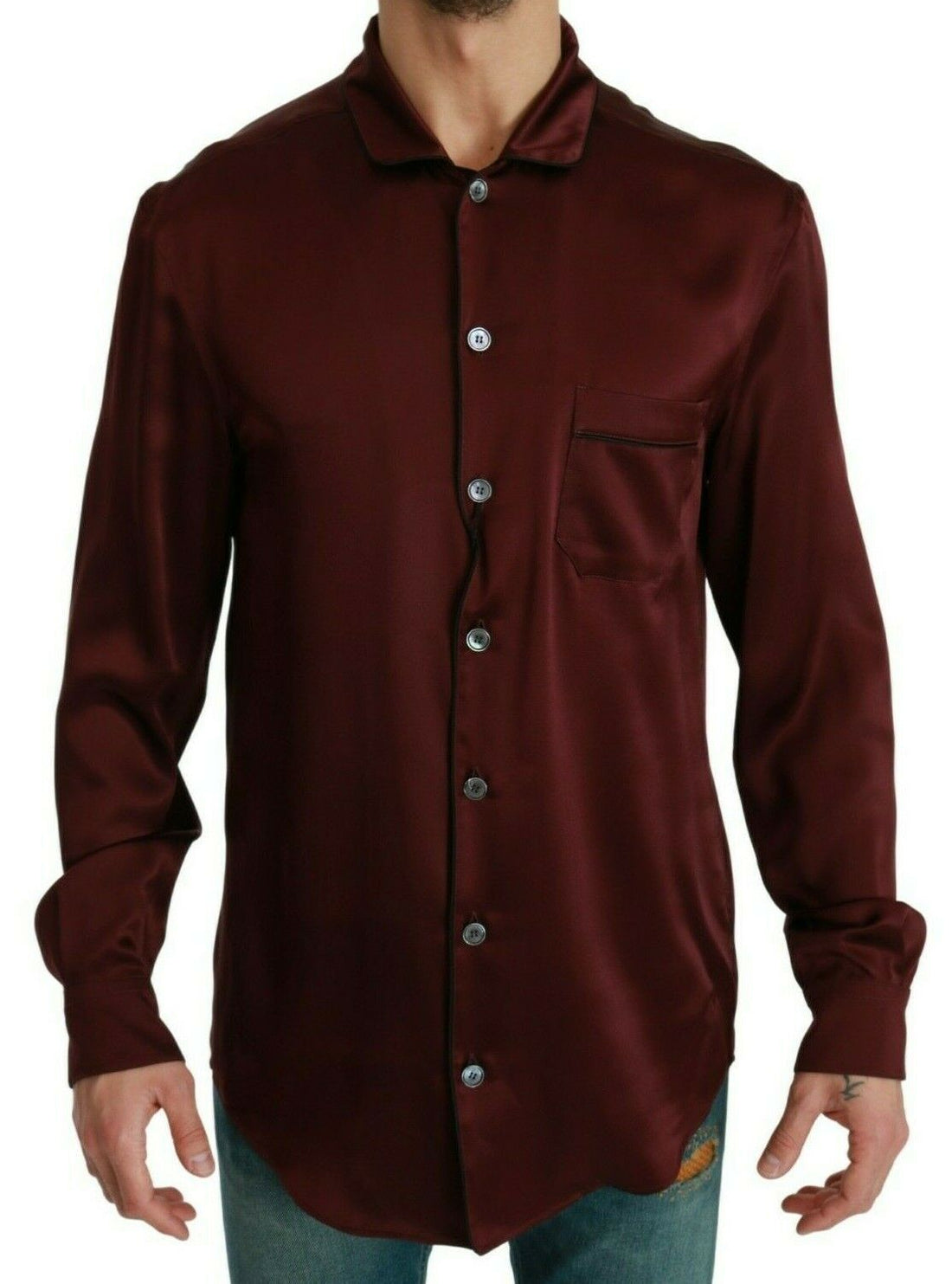 Dolce & Gabbana Bordeaux Silk Pajama Casual Shirt - Whispers Of Wisdom Clothing