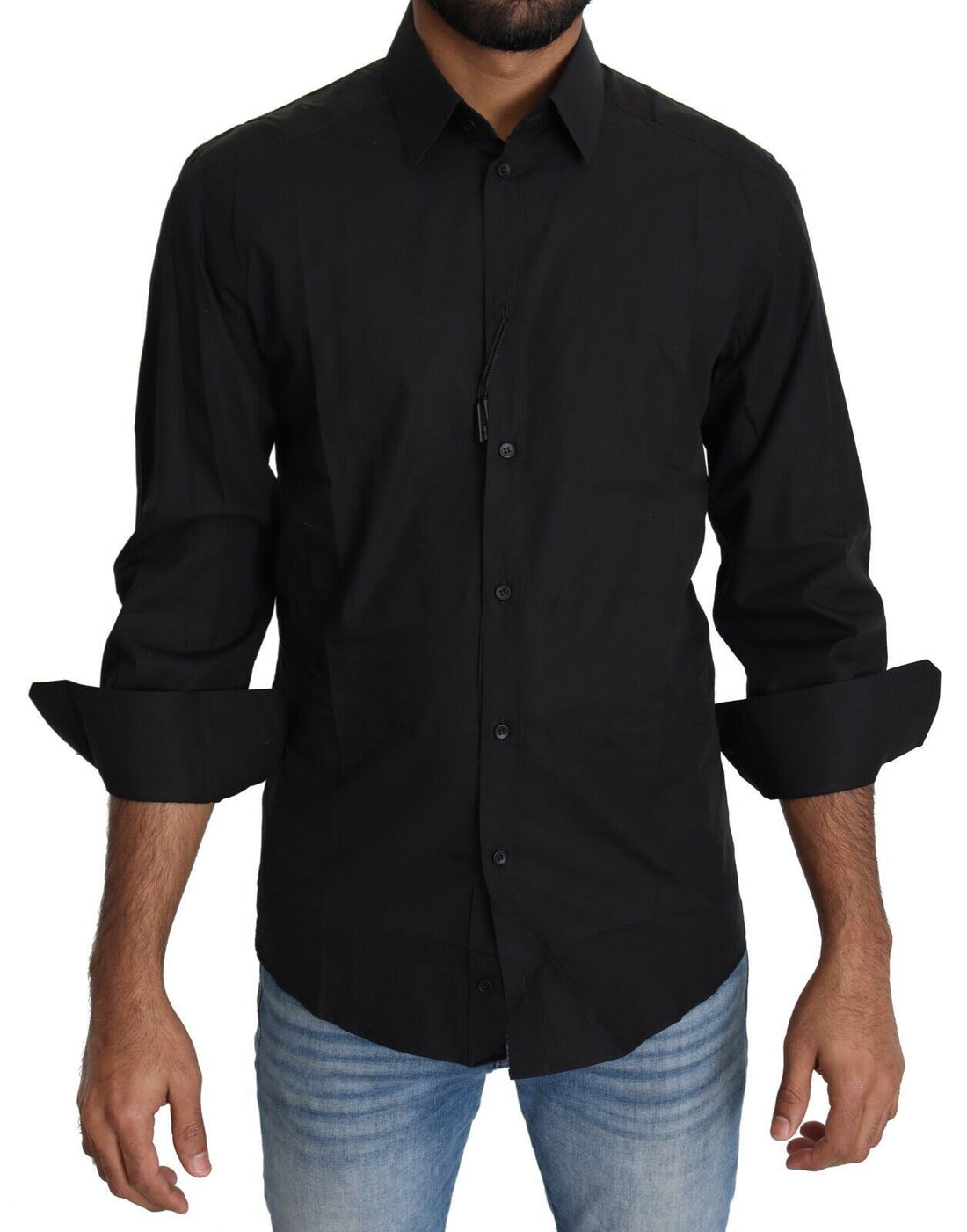 Dolce & Gabbana Black Cotton Formal Dress Men Top Shirt - Whispers Of Wisdom Clothing