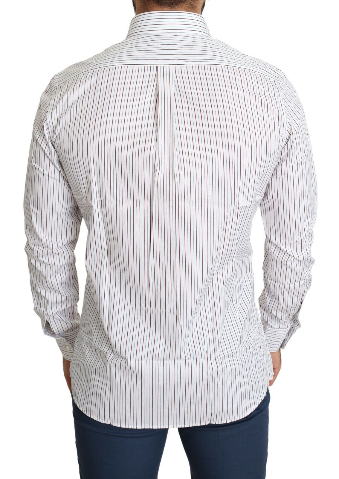 Dolce & Gabbana White Striped Formal MARTINI Shirt - Whispers Of Wisdom Clothing
