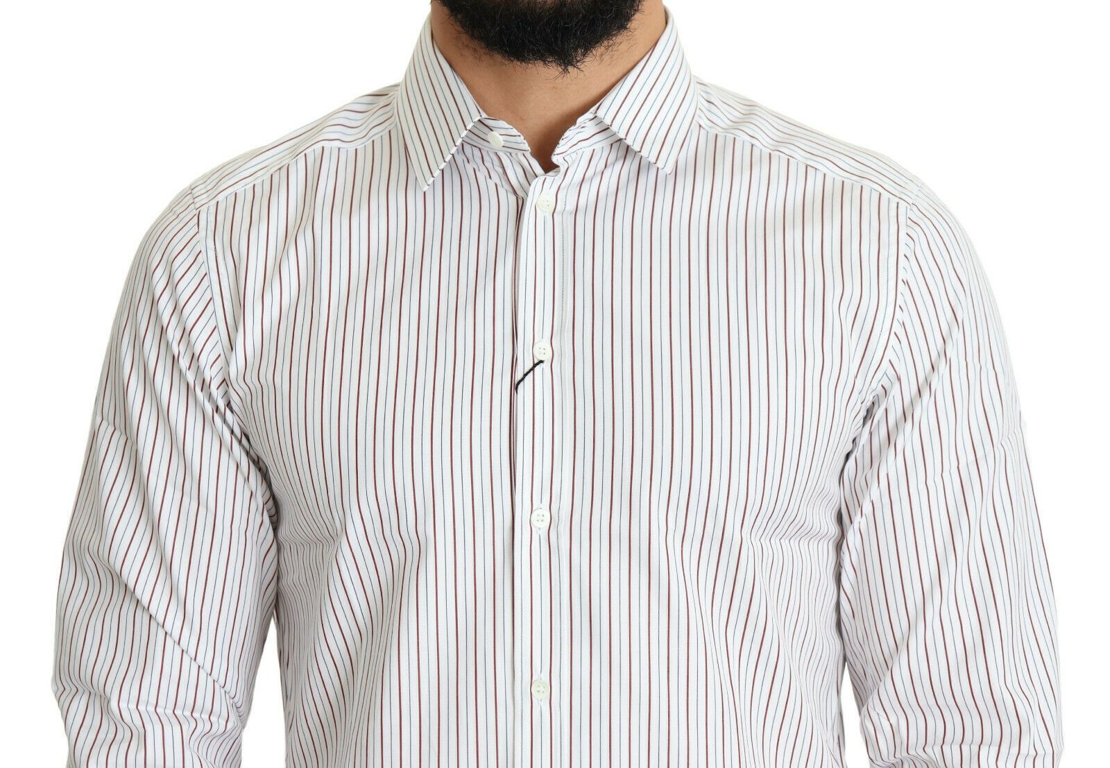 Dolce & Gabbana White Striped Formal MARTINI Shirt - Whispers Of Wisdom Clothing