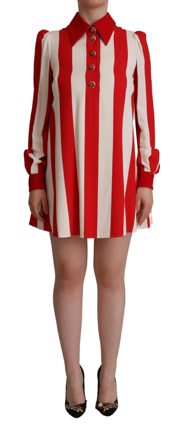 Dolce & Gabbana White Red Stretch Mini Shirt Gown Dress - Whispers Of Wisdom Clothing