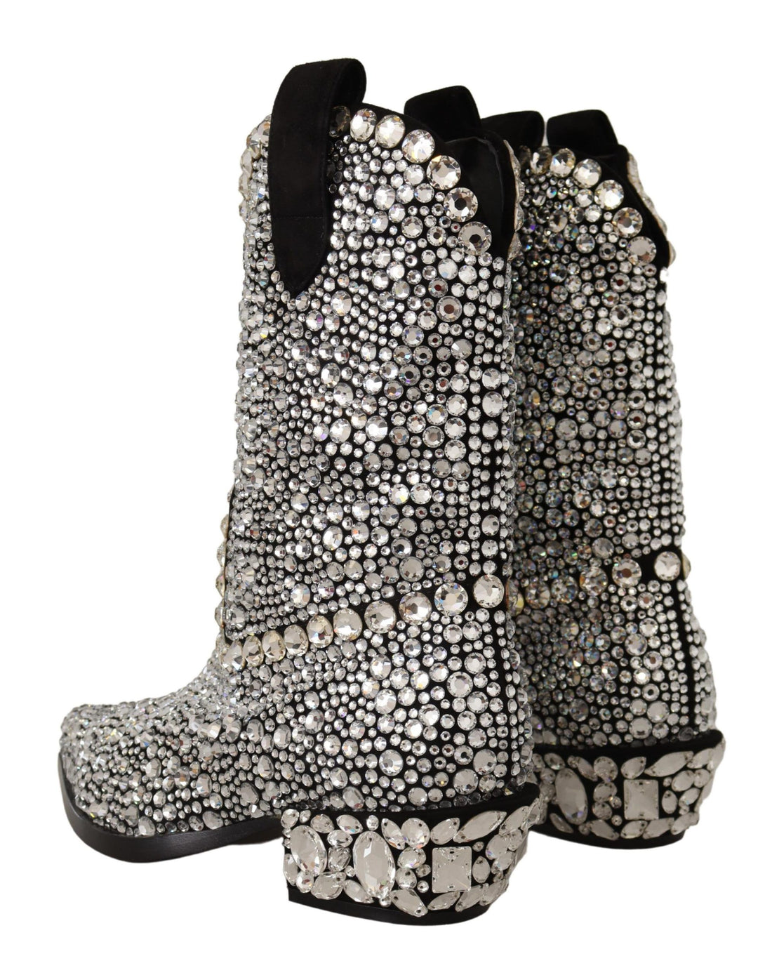 Dolce & Gabbana Black Suede Strass Crystal Cowgirl Boots - Whispers Of Wisdom Clothing