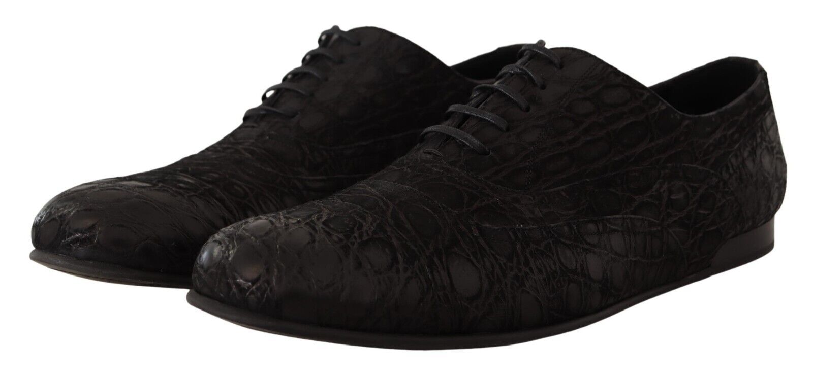 Dolce & Gabbana Black Caiman Leather Mens Oxford Shoes - Whispers Of Wisdom Clothing
